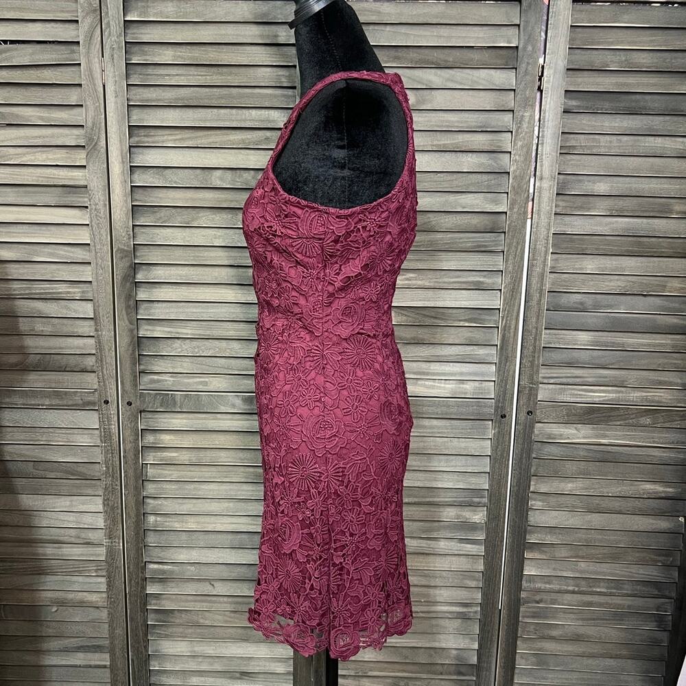 Lulus Burgundy Wine Floral Lace Overlay Bodycon Mini Dress Small NWT Cocktail - Picture 8 of 13